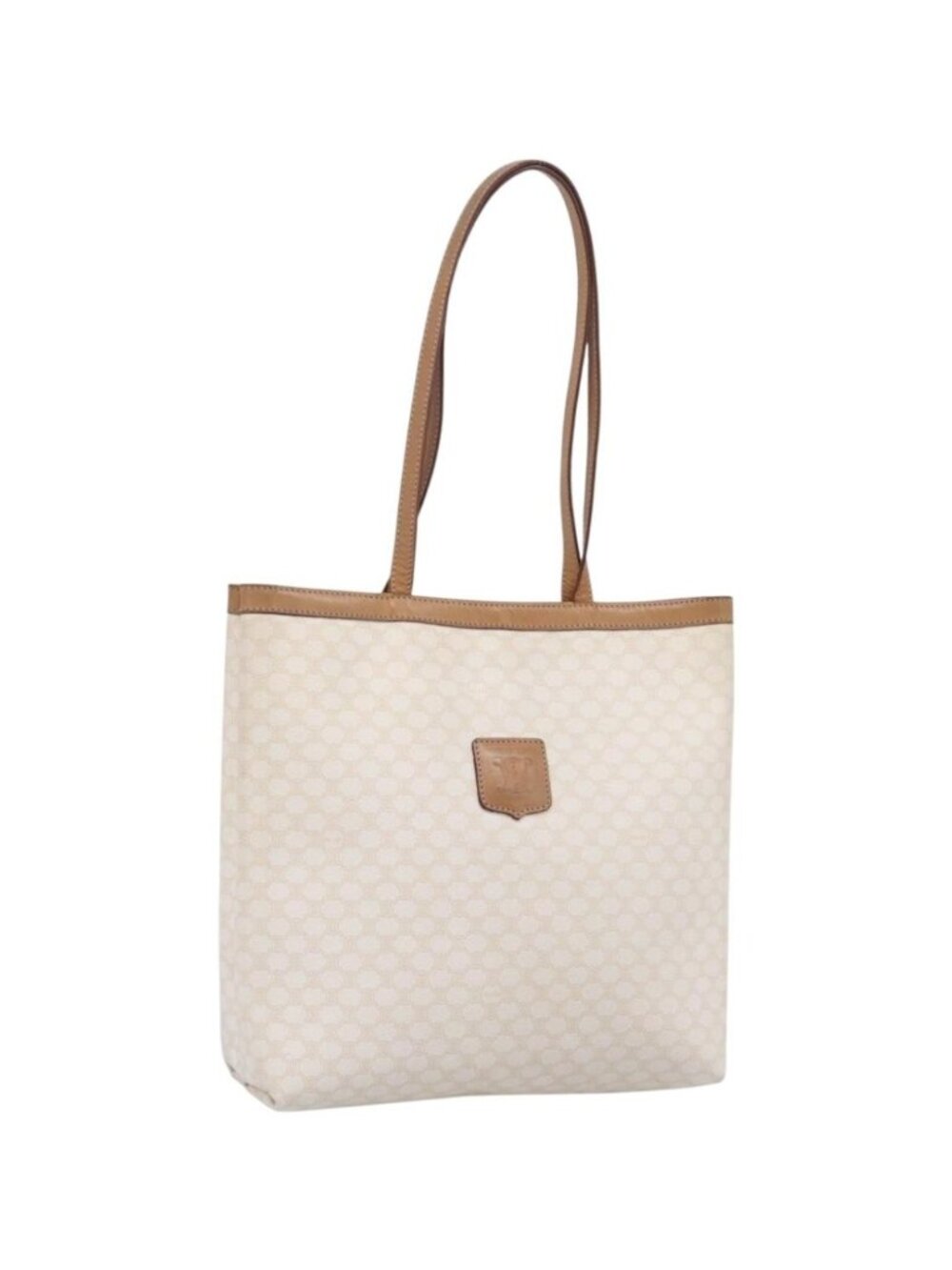 CELINE Macadam Tote Bag PVC Leather White Beige